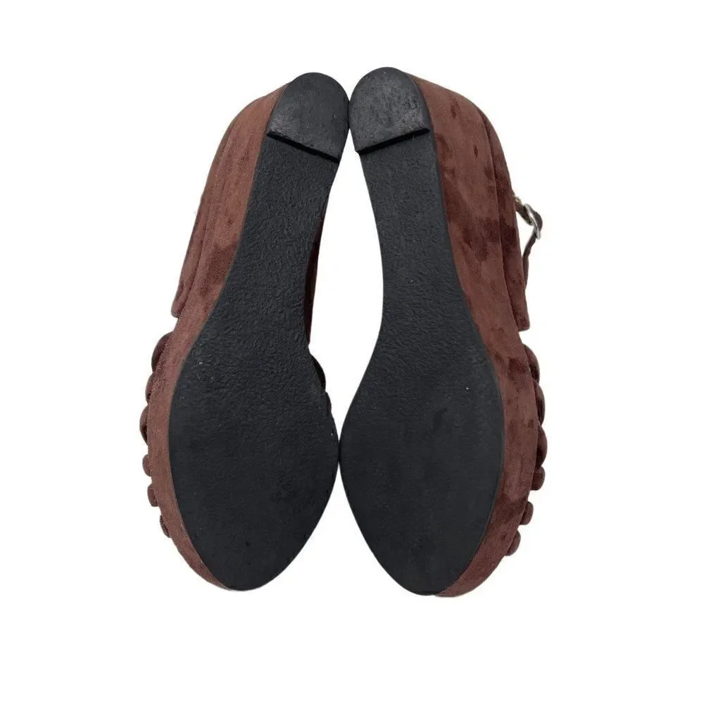 Robert Clergerie brown Suede leather platforms 6B BoxD sandals strappy ankle